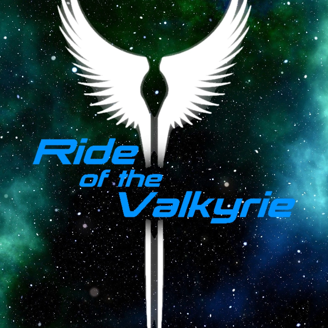 The text Ride of the Valkyrie is superimposed over a pair of silhouetted stylized wings.
